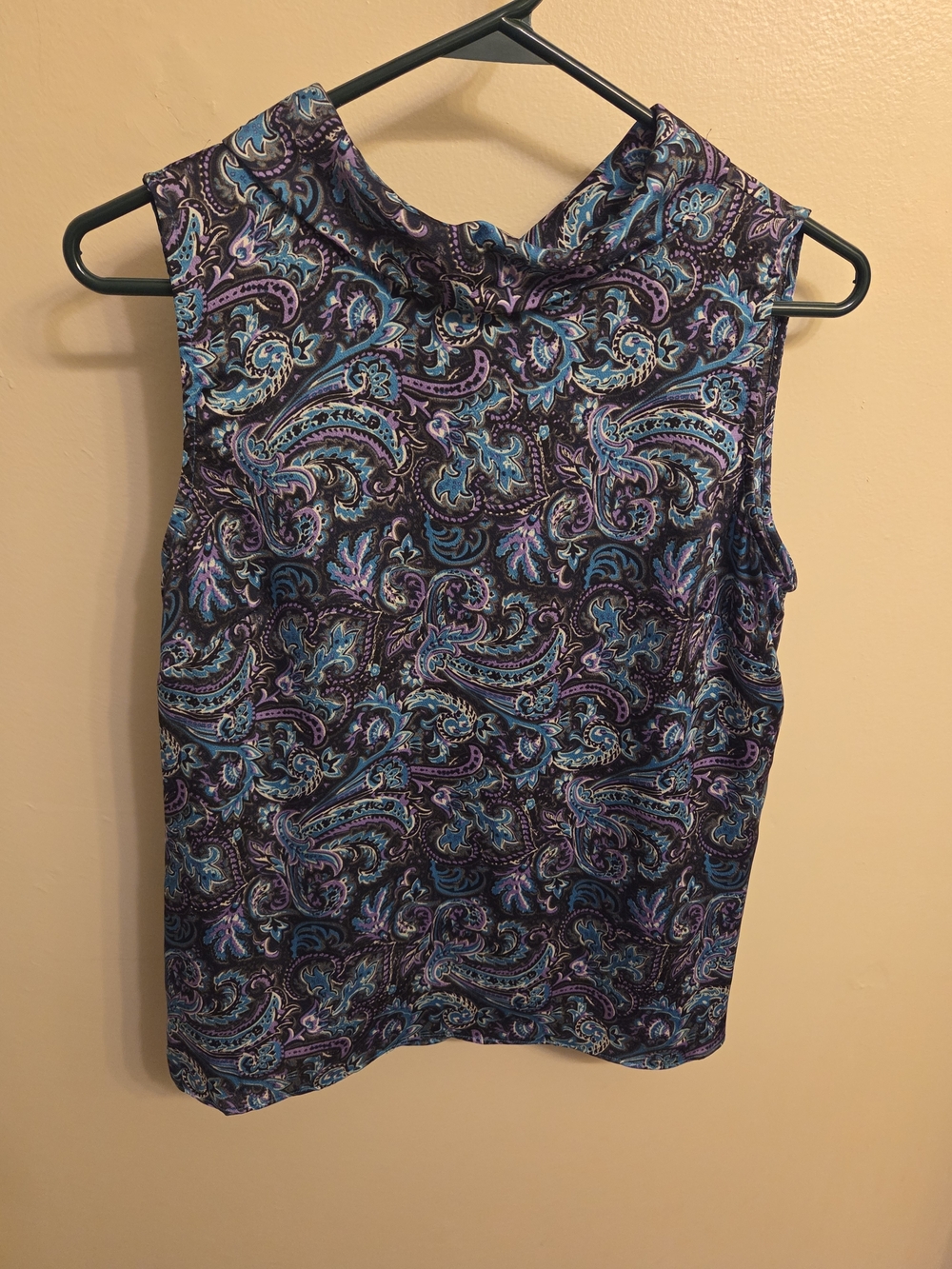 Talbots Vintage Style Cottagecore Prep Paisley Sleeveless Cowl Neck Blouse 6P